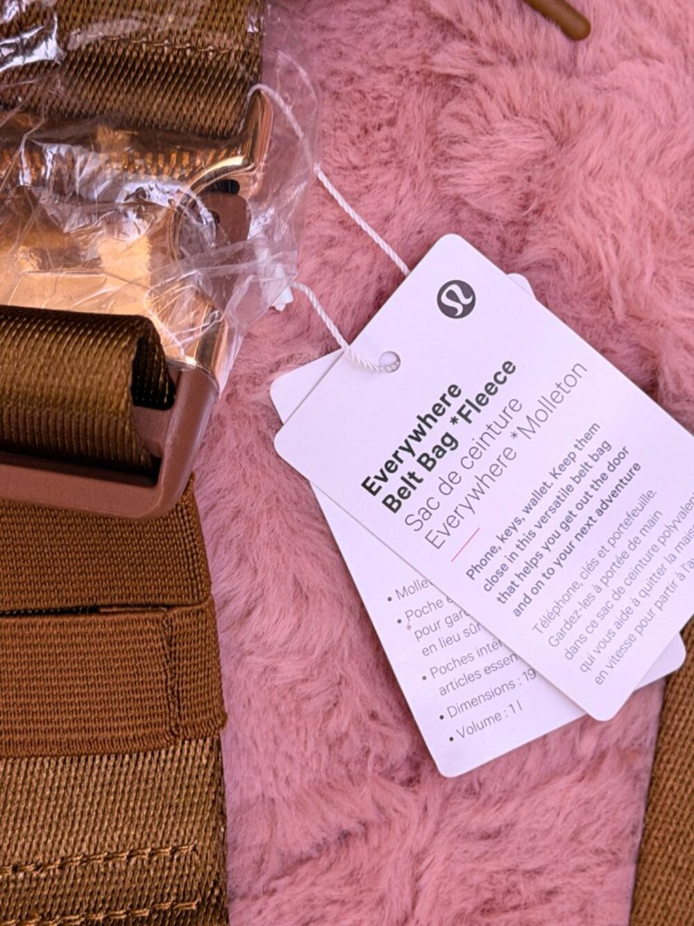 NWT Lululemon Everywhere Belt Bag 1L Fleece Sherpa Burnt Caramel - Picture 7 of 7